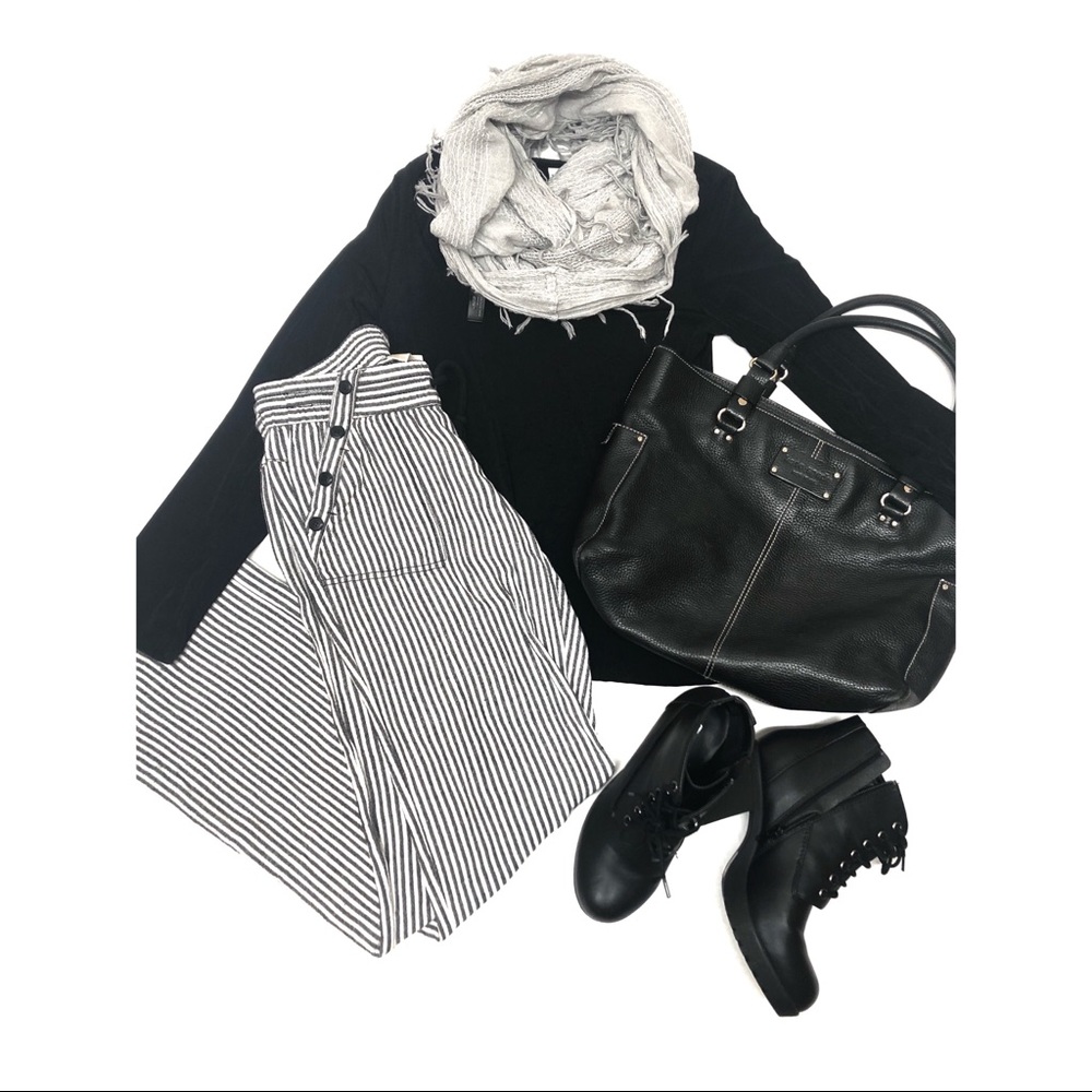 Rewind Dark Gray/White Striped Pants